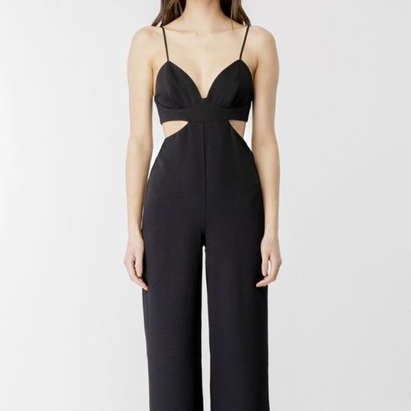 BARDOT CUT OUT SLIT PANTSUIT IN BLACK - Picture 6 of 7